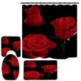thumbnail image 1 of 4 Pieces Printed Shower Curtain Set with Rugs Romantic Red Rose Shower Curtain Sets with Rug Toilet Mat and Pedestal Pad for Bathroom, 1 of 7