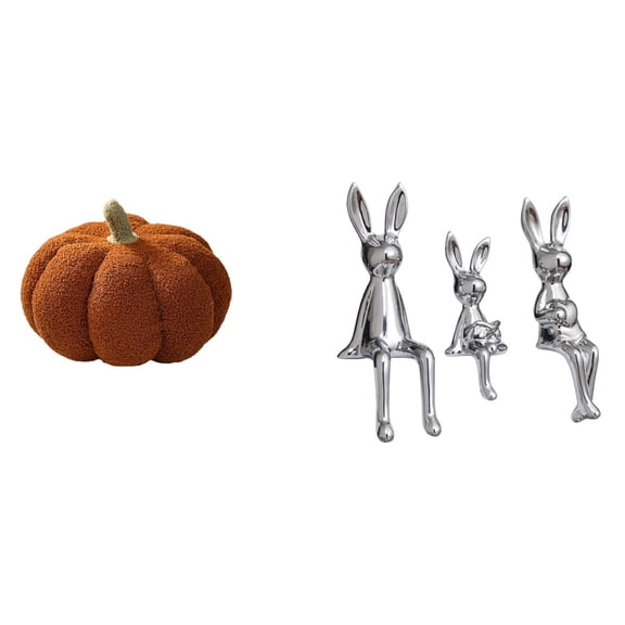4 Pieces Pumpkin Throw Pillow Bunny Plush Sculpture Soft Comfort for Bedroom Sofa Home Decoration