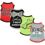4 Pieces Puppy Clothes for Small Dogs Boy Summer Puppy Clothes for Chihuahua Yorkie Soft Cute Pattern Dog Shirt Spring Pet Cat Clothing Pink Grey Red Green XXS~M (X-Small)