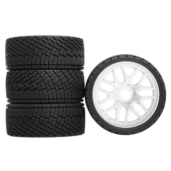 4 Pieces RC Car Tires Simulation Wheels Upgrade Parts Durable Plastic for 1/7 1/8 Scale Rally Cars