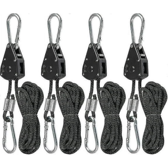 4 Pieces Ratchet Rope,150 Pounds Adjustable Ratchet Hooks,180cm Adjustable Heavy Duty Rope Ratchet,rope Pulley Ratchet For Grow Room Equipment,plant L
