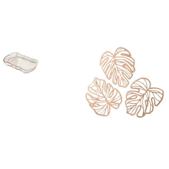 4 Pieces Rectangle Serving Tray Kitchen Fruit Dessert Tray Palm Leaves Wood Wall Decor Lightweight Hotel Restaurant Use