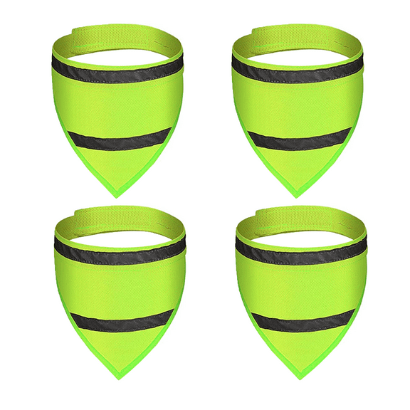 4 Pieces Reflective Dog Bandana Dog Reflective Scarf Dog Safety Vest Pet Bib Hunting Scarf Hook Loop Safety Scarf