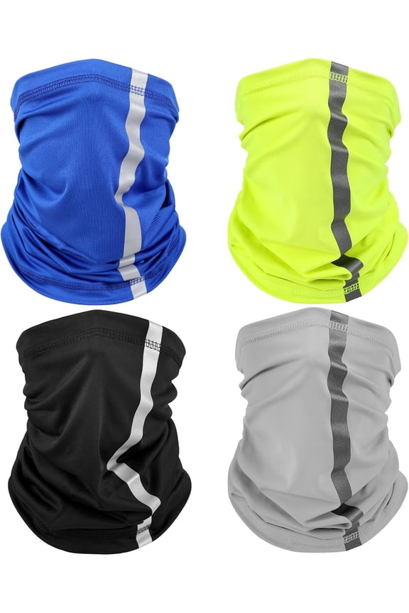4 Pieces Reflective Neck Gaiter Neon Safety Bandana Wind Dust UV sun Protection Scarf Bandanas Mask for Men Women