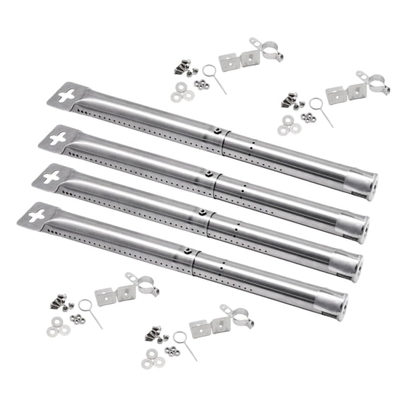 4 Pieces Replacement Burner Tube Grill Pipe Universal Adjustable Stainless Steel for Outdoor BBQ Gas Grills
