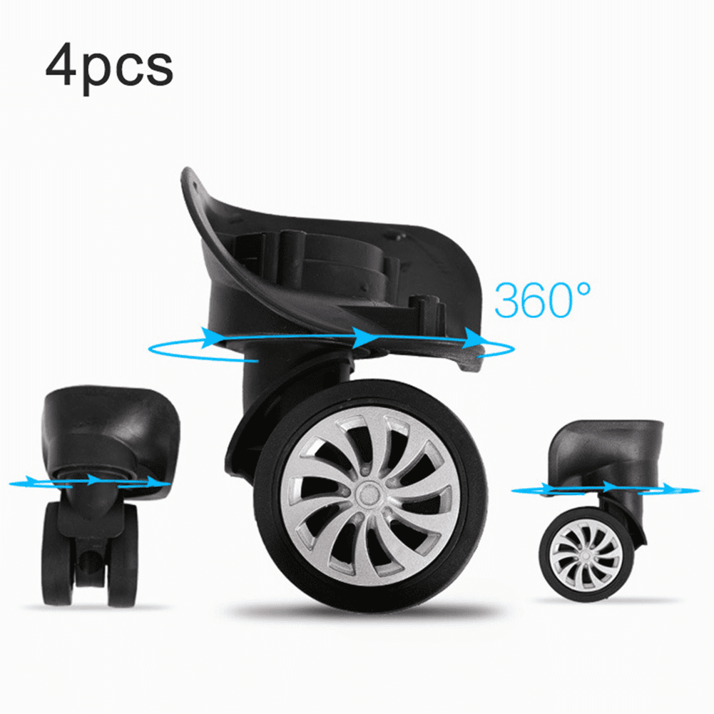 4 Pieces Replacement Luggage Suitcase Wheels Repair Parts Swivel Wheel Black Casters for Travel Box Trolley Suitcase Accessory, 4x2.55inch
