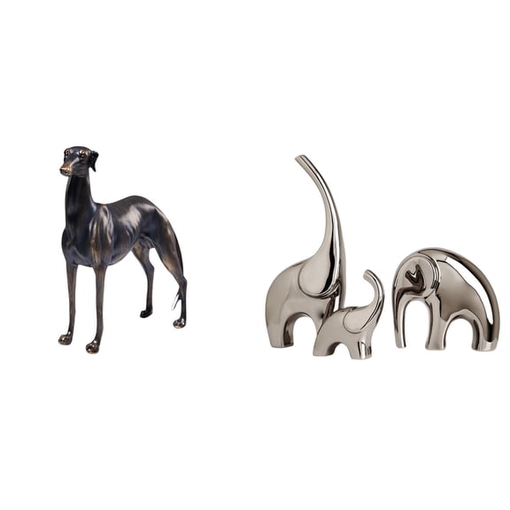 4 Pieces Resin Dog Elephant Figurine Animal Sculpture Lifelike Design Suitable for Living Room Shelf Decor