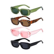 4 Pieces Retro Vintage Sunglasses Small Square Rectangle 90s Glasses Trendy Y2K for Women Aesthetic Accessories