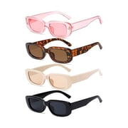 4 Pieces Retro Vintage Sunglasses Small Square Rectangle 90s Glasses Trendy Y2K for Women Aesthetic Accessories