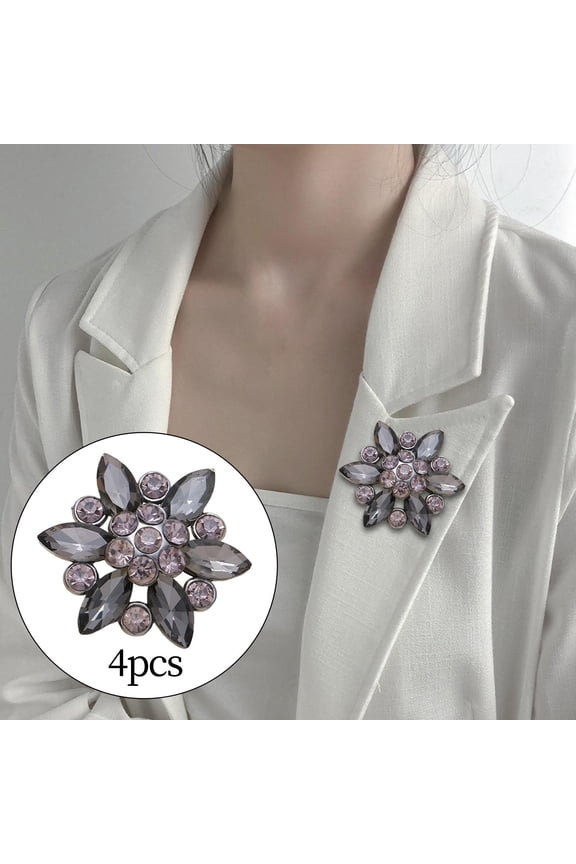 4 Pieces Rhinestone Buttons Bling Brooches Flatback DIY Sewing Decorative Embellishments for Shoes Bag Crafting Hat Jewelry , PCS Black