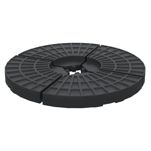4 Pieces Round Patio Umbrella Base, Cantilever Offset Outdoor Umbrella Weights, 52 Liters Capacity Water or 112 lbs Capacity Sand Plates Set, Black Black + HDPE