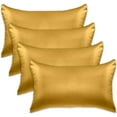 thumbnail image 1 of 4-PACK Cooling Viscose Satin Pillowcase Set with Hidden Zipper closure,King, Gold, 1 of 4