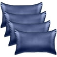thumbnail image 1 of 4 Pieces Satin Pillowcase Set with Hidden Zipper closure,King, Navy Blue, 1 of 4