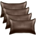 thumbnail image 1 of 4-PACK Cooling Viscose Satin Pillowcase Set with Hidden Zipper closure, Standard/Queen,Chocolate Brown, 1 of 4