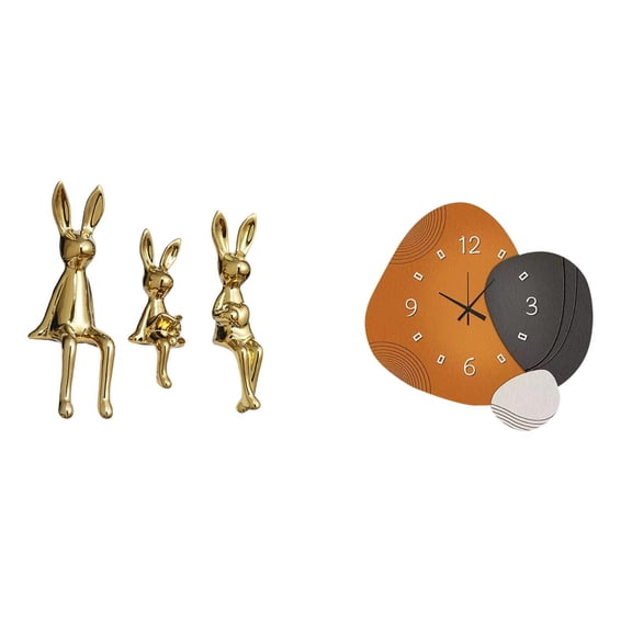 4 Pieces Sculpture Sitting Statue Wall Clock Ceramic Centerpiece Ornament for Living Room Office Bookshelf