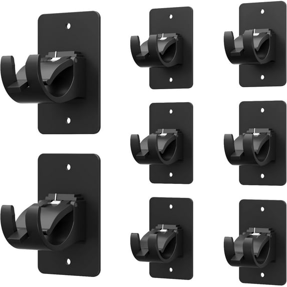 4 Pieces Self Adhesive Curtain Rod Bracket Universal Plastic Curtain Rod Holders, No Drill Curtain Rod Brackets Curtain Rod Hooks for Bathroom, Bedroom, Livingroom, Kitchen (Gold)