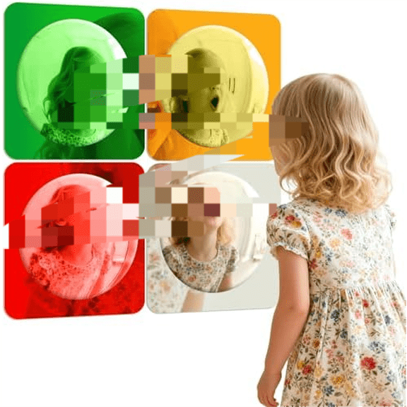 4 Pieces Sensory Wall Mirror, Scandinavian Natural Decor Acrylic Bubble Mirror, Bohemian Wall Decoration Sensory Toys Interior Design for Classroom Home Living Room Bedroom(10 x 10 Inch)