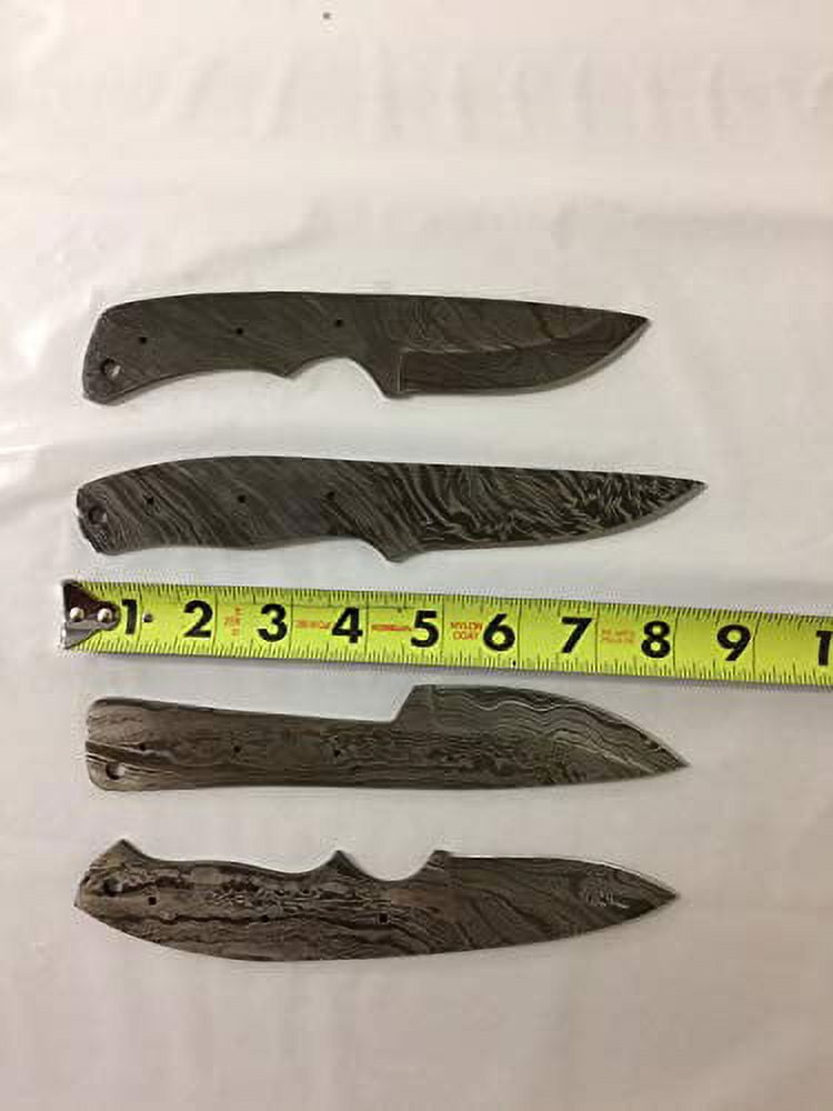 4 Pieces Set of 7.5 and 8.25 inches Long Hand Forged Damascus Steel Blank Blade Skinning Knife Set, 3 to 4 inches Cutting Edge, Compact Pocket Knife Blanks
