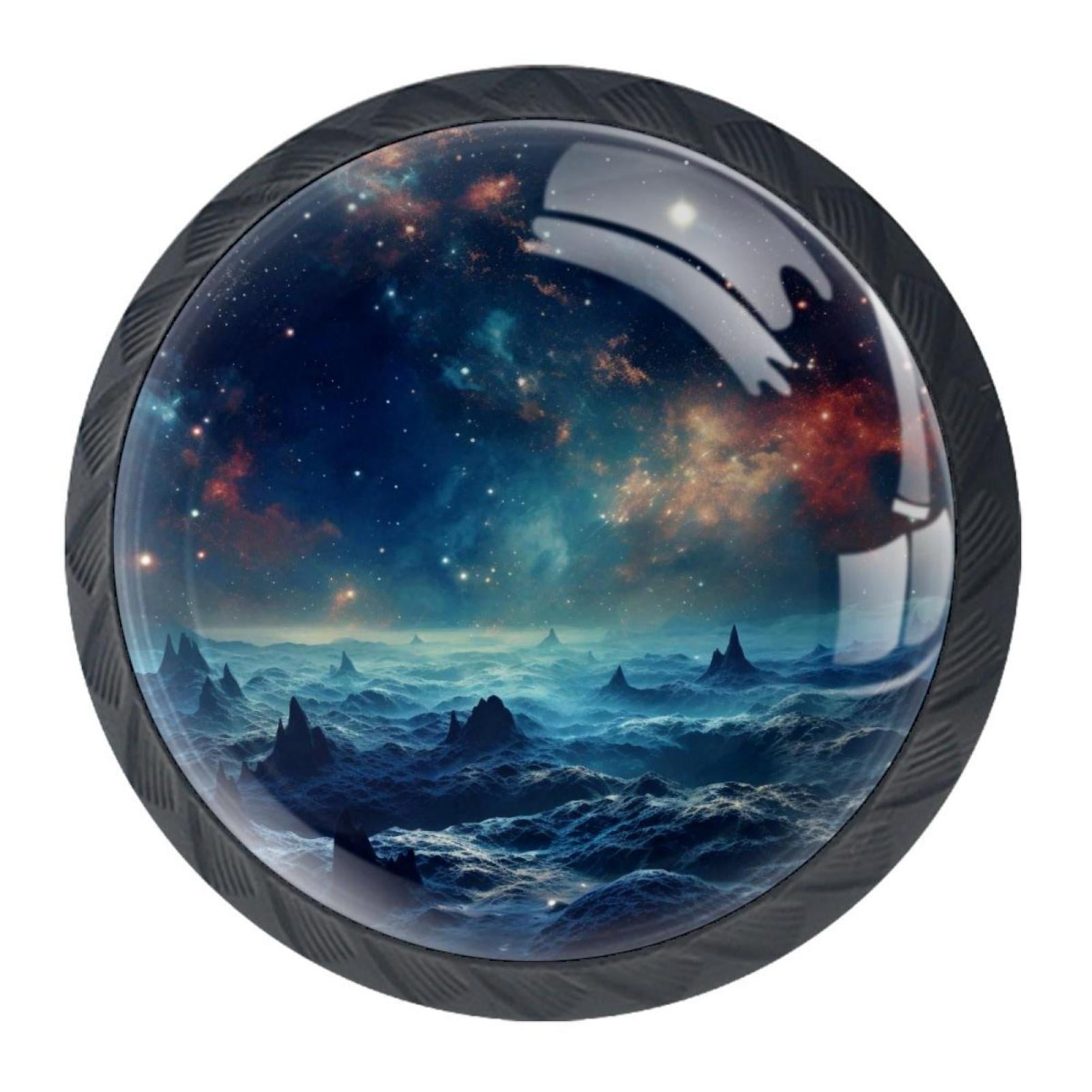 4 Pieces Set Hardware Round Furniture Knobs Cosmic Space