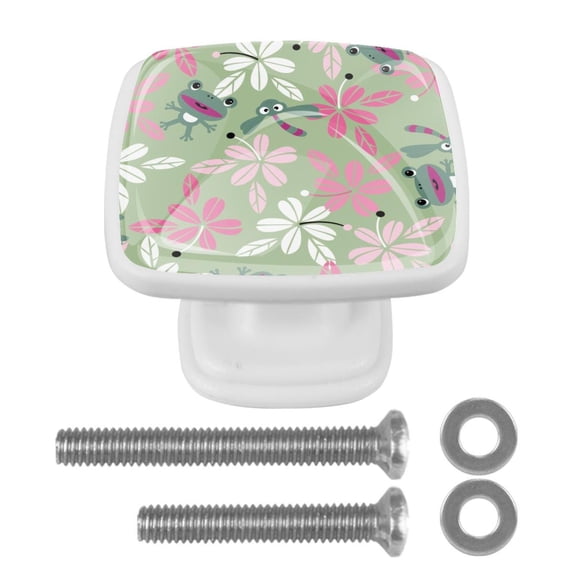 4 Pieces Set Drawer Pulls Handle Square Wardrobe Cabinet Knobs with Stainless Steel Screws Furniture Kitchen Decor