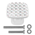 thumbnail image 1 of 4 Pieces Set Drawer Pulls Handle Square Wardrobe Cabinet Knobs with Stainless Steel Screws Furniture Kitchen Decor, 1 of 5