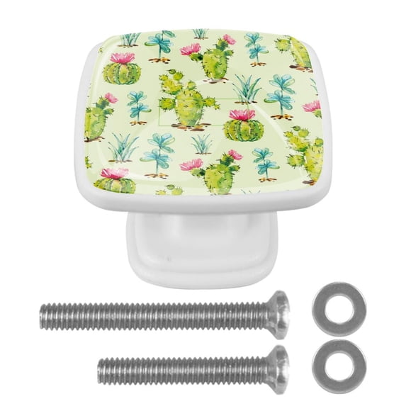 4 Pieces Set Drawer Pulls Handle Square Wardrobe Cabinet Knobs with Stainless Steel Screws Furniture Kitchen Decor