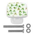 thumbnail image 1 of 4 Pieces Set Drawer Pulls Handle Square Wardrobe Cabinet Knobs with Stainless Steel Screws Furniture Kitchen Decor, 1 of 5