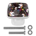 thumbnail image 1 of 4 Pieces Set Drawer Pulls Handle Square Wardrobe Cabinet Knobs with Stainless Steel Screws Furniture Kitchen Decor, 1 of 5