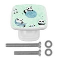 thumbnail image 1 of 4 Pieces Set Drawer Pulls Handle Square Wardrobe Cabinet Knobs with Stainless Steel Screws Furniture Kitchen Decor, 1 of 5