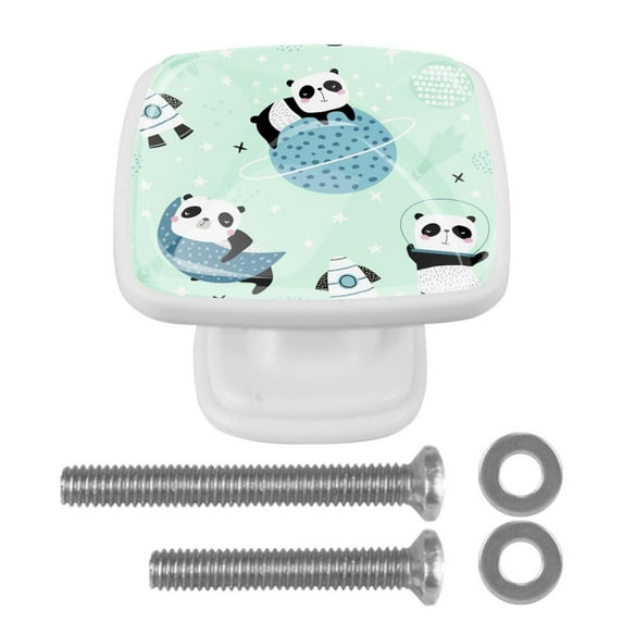 4 Pieces Set Drawer Pulls Handle Square Wardrobe Cabinet Knobs with Stainless Steel Screws Furniture Kitchen Decor
