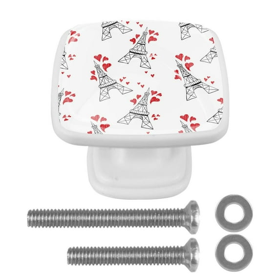 4 Pieces Set Drawer Pulls Handle Square Wardrobe Cabinet Knobs with Stainless Steel Screws Furniture Kitchen Decor