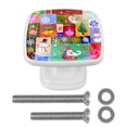 thumbnail image 1 of 4 Pieces Set Drawer Pulls Handle Square Wardrobe Cabinet Knobs with Stainless Steel Screws Furniture Kitchen Decor, 1 of 5