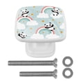 thumbnail image 1 of 4 Pieces Set Drawer Pulls Handle Square Wardrobe Cabinet Knobs with Stainless Steel Screws Furniture Kitchen Decor, 1 of 5