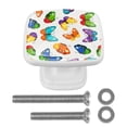 thumbnail image 1 of 4 Pieces Set Drawer Pulls Handle Square Wardrobe Cabinet Knobs with Stainless Steel Screws Furniture Kitchen Decor, 1 of 5