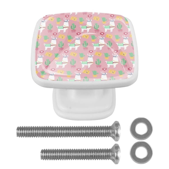 4 Pieces Set Drawer Pulls Handle Square Wardrobe Cabinet Knobs with Stainless Steel Screws Furniture Kitchen Decor