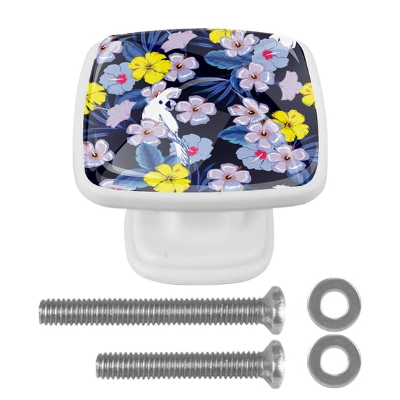 4 Pieces Set Drawer Pulls Handle Square Wardrobe Cabinet Knobs with Stainless Steel Screws Furniture Kitchen Decor
