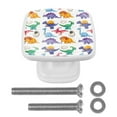 thumbnail image 1 of 4 Pieces Set Drawer Pulls Handle Square Wardrobe Cabinet Knobs with Stainless Steel Screws Furniture Kitchen Decor, 1 of 5