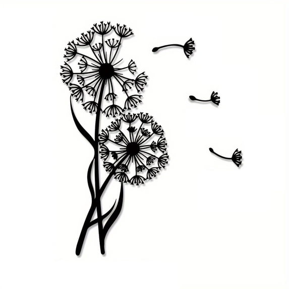 4 Pieces/Set Of Metal Dandelion Wall Decoration Flying Design Modern Home Decoration Unique Sculpture Wall Hanging Art Metal Signage Suitable For Home And Kitchen Decorati