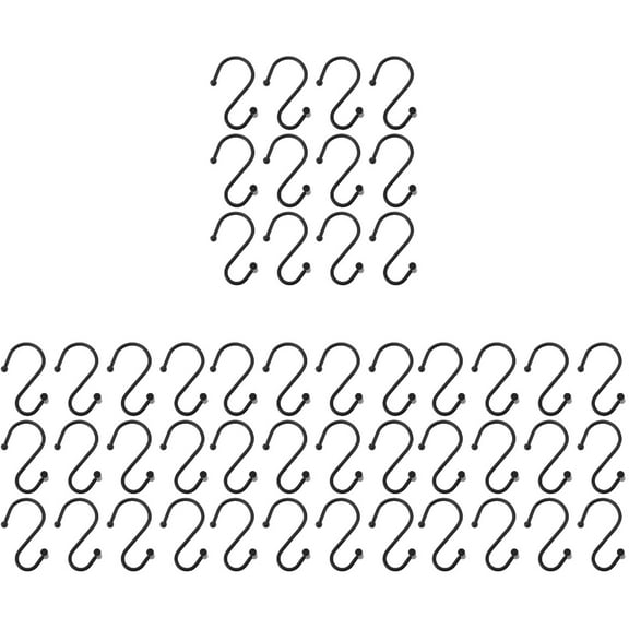 4 Pieces Shower Hooks Decorative Curtain Drape Hanging Black