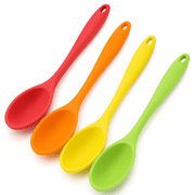 4 Pieces Silicone Mixing Spoon for Cooking Heat Resistant,Large Silicone Basting Spoon Utensil Spoon Non-stick Serving Spoon for Mixing,Baking,Serving and Stirring