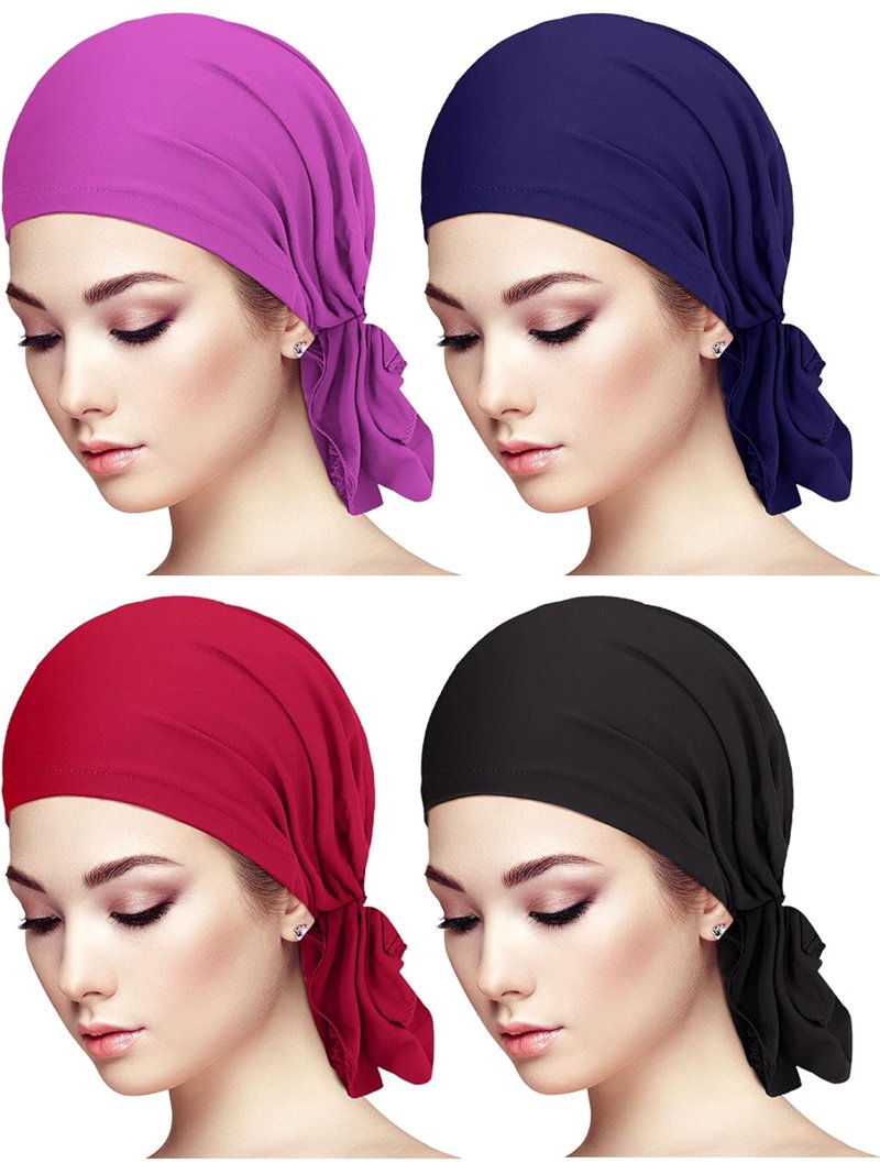 4 Pieces Slip-On Pre-Tied Head Scarves Women Headwear Turban 