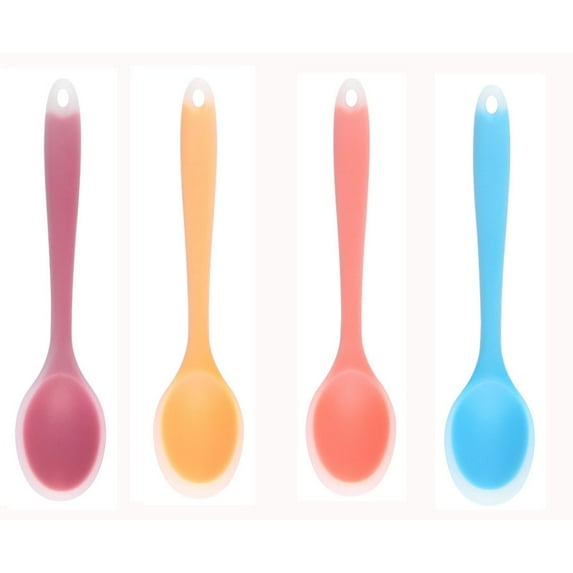 4 Pieces Small Multicolored Silicone Spoons Nonstick Kitchen Spoon Silicone Serving Spoon Stirring Spoon for Kitchen Cooking Baking Stirring Mixing Tools