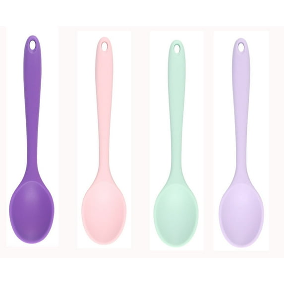 4 Pieces Small Multicolored Silicone Spoons Nonstick Kitchen Spoon Silicone Serving Spoon Stirring Spoon for Kitchen Cooking Baking Stirring Mixing Tools