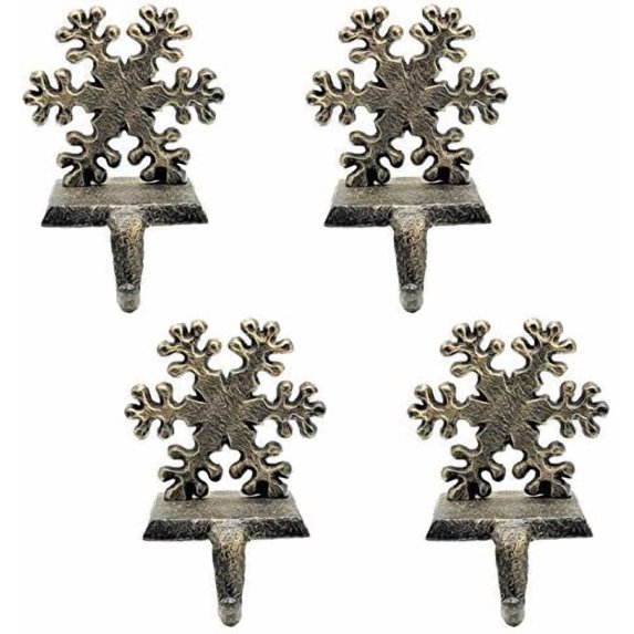 4 Pieces Snowflake Christmas Stocking Holder Christmas Hooks Skid Mantel Hooks Hanger for Fireplace Free Standing Christmas Decorations$$Home Decor, Kitchen, & Other