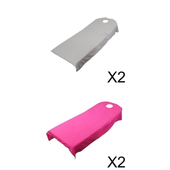 4 Pieces Soft Stretchable SPA Bed Table Skirt with Hole for Cosmetic Beauty Salon Hotel