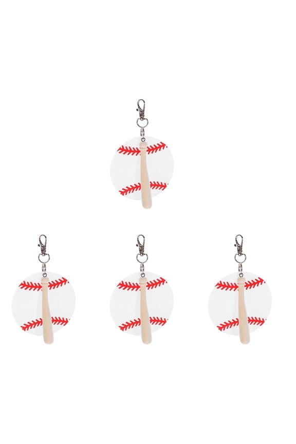 4-Pack Softball Baseball Bat Keychains for Backpack Hanging, Sports Gifts for Women and Girls, Design