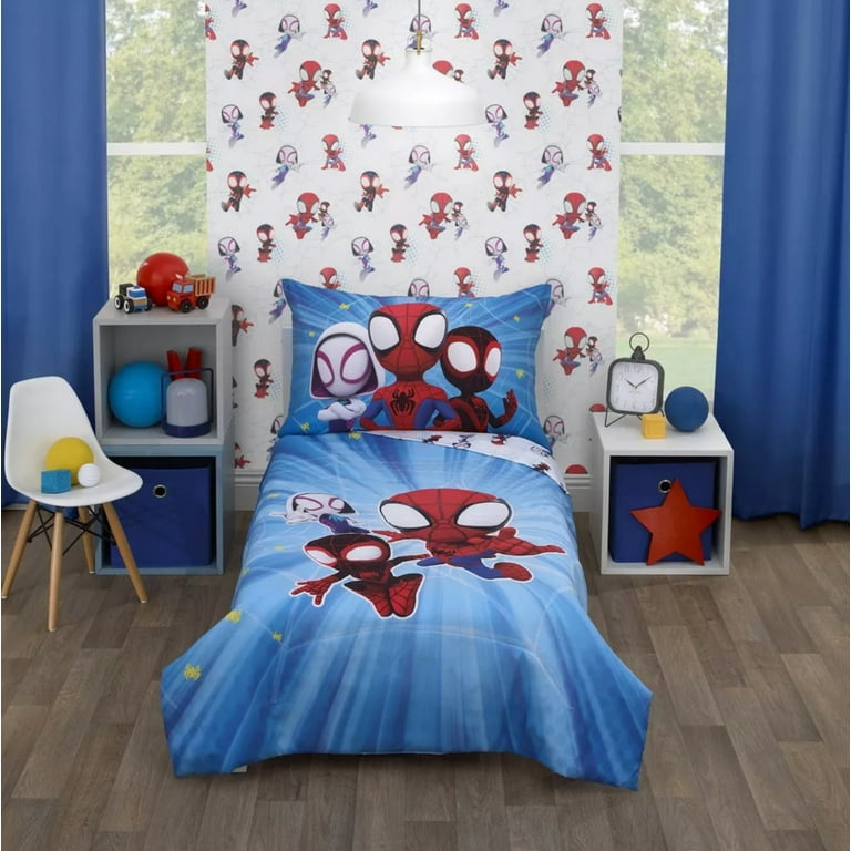 Marvel Spiderman Kids 4-Piece Toddler Crib Size Bedding