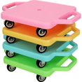 thumbnail image 1 of 4 Pieces Sports Scooter Board with Handles Plastic Casters Floor Sitting Scooter Boards for Kids Children Gym Indoor Outdoor Activities Play Equipment, 11.22 x 11.22 inch, 1 of 13