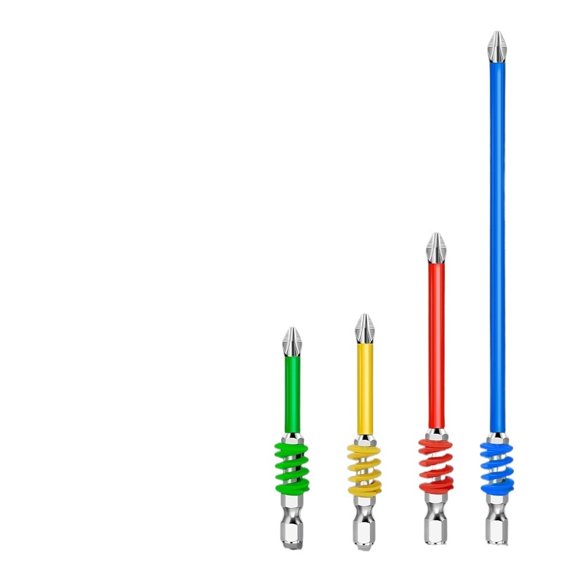 4 Pieces Spring-Buffered Cross-Bit Set - Anti-Slip, Strong Magnetic, Colorful Electric Screwdriver Bits for Hand Electric Drills and Pneumatic Screwdrivers