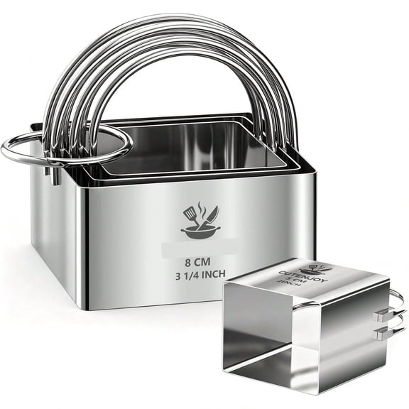 4 Pieces Square Cookie Cutters, Stainless Steel Biscuit Cutter with Handle - 4 Sizes Square Cutters With Handle